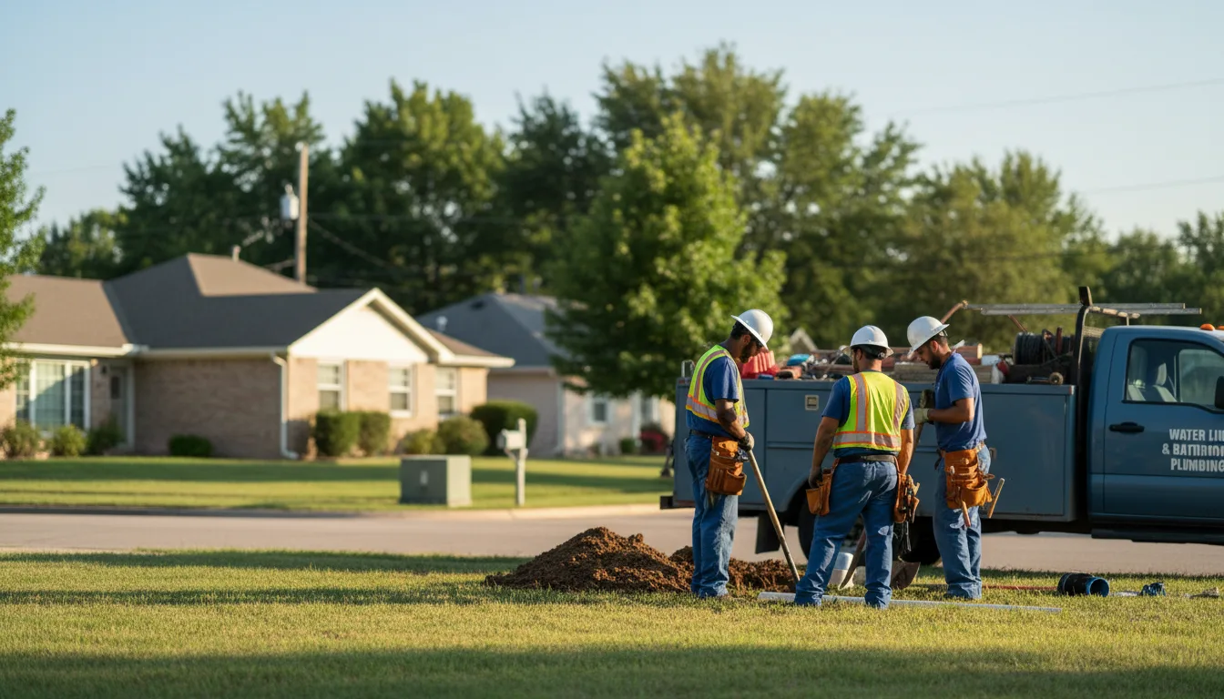 Residential water line and bathroom plumbing service in Farmdale, OH